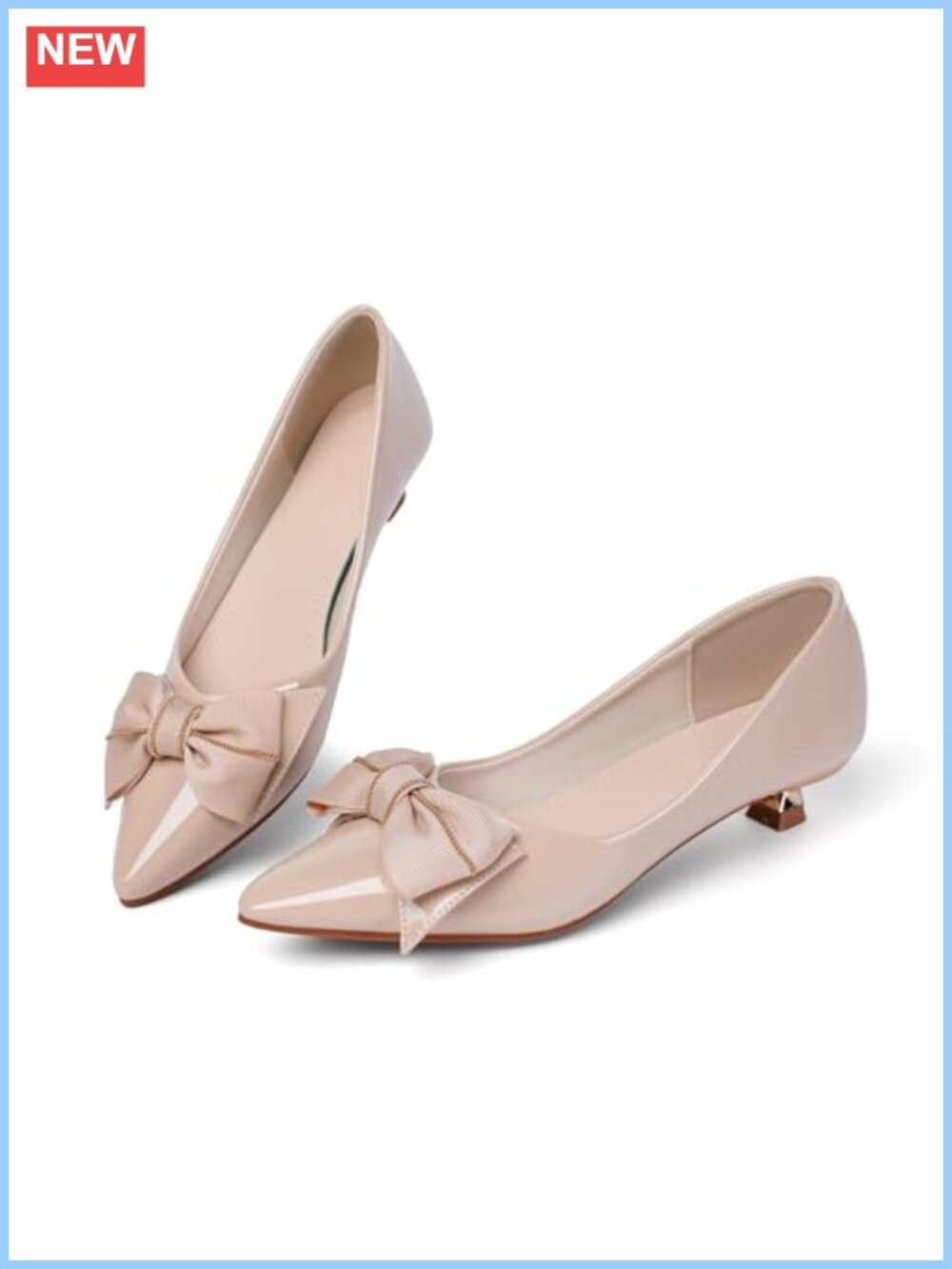 Women's Low Kitten Heel Pointed Toe Slip On Dressy Pumps for Work Party